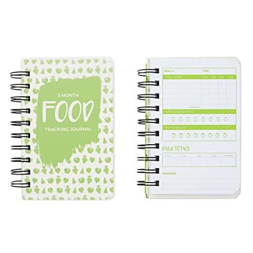 Calorie Tracker Journal Set - Pocket Food Log for Meal and Protein Tracking - 3 Pack, 3-Month Spiral-Bound Food Journals