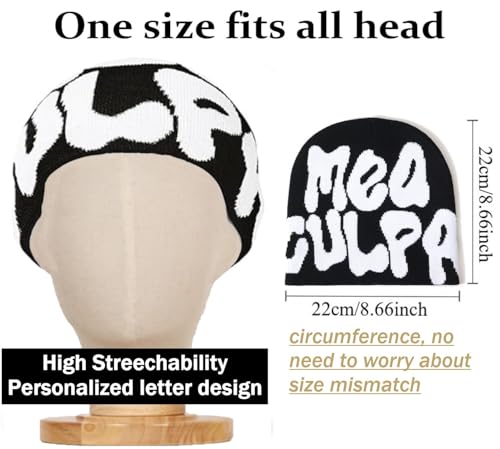Winter Y2K Style Beanie Hat - Acrylic Knit Skull Cap for Women and Men