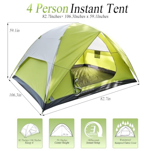 Green 6-Person Double Layer Camping Tent Waterproof Portable Outdoor Shelter