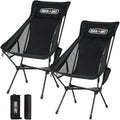 Overmont Black Highback Heavy-Duty Camping Chairs 2-Pack - Supports 440lbs, Portable Folding Outdoor Seats