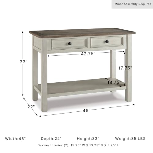 Whitewash Farmhouse Sofa Console Table with Storage - Signature Design by Ashley