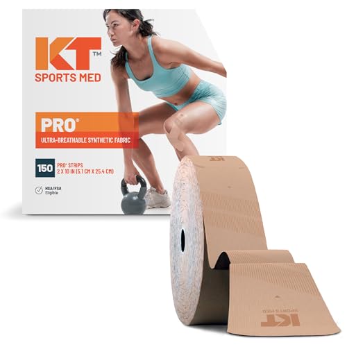 KT Tape PRO Synthetic Elastic Kinesiology Athletic Tape - 150 Precut Strips, Stealth Beige