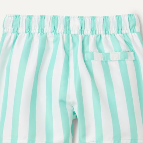 Kids' Woven Board Short Swim Trunk - Short Length, Bright Mint Green Stripe, Medium