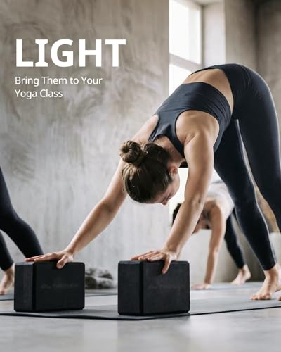 Yoga Blocks 2 Pack with Non-Slip Foam Support - Black