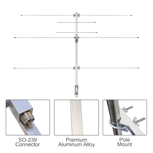Dual Band Yagi Antenna for Ham Radio Set with 32ft Cable & Adaptor - Outdoor Directional 2m 70cm VHF UHF