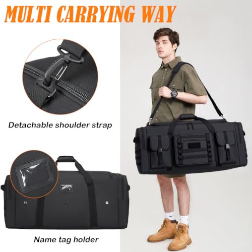 Extra Large Waterproof Duffle Bag for Travel - 80L Sports Gear Storage - Black