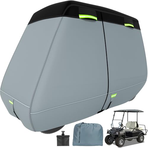 Gray Black Golf Cart Cover 2-4 Passenger Waterproof UV Resistant 900D+600D