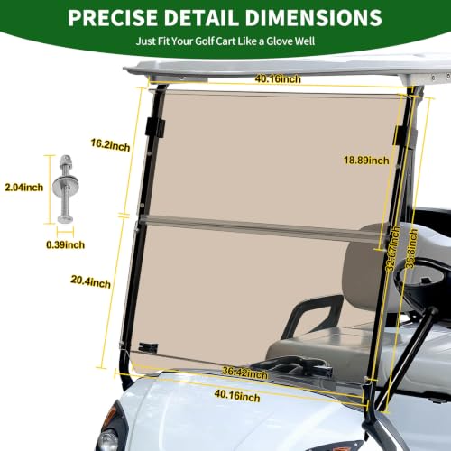 Cartalia Tinted Foldable Windshield for Yamaha G29 Golf Cart 2007-2016 - 5mm Thick Acrylic