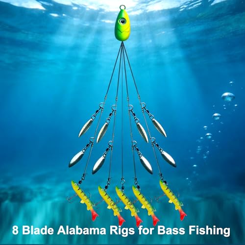 2 Pack Fishing Umbrella Rigs with 10 Swimbaits - Saltwater & Freshwater Tackle