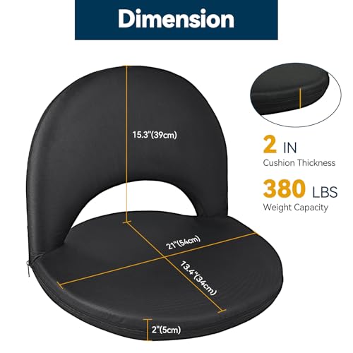 VSTKEN 2 Pack XXL Reclining Stadium Seats with Back Support, Portable Floor Chairs