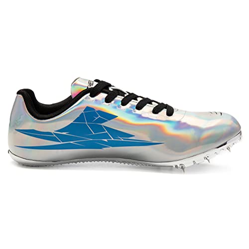 Men Women Kids Track and Field Shoes Sprint Running Sneakers - Silver 6