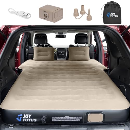JOYTUTUS SUV Air Mattress with Built-in Pump - Camping Bed for Car & Tent, Camel/Black