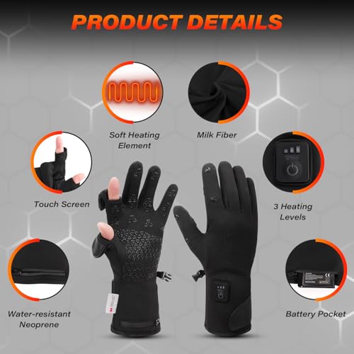 V.Step Fingerless Heated Gloves for Arthritis & Fishing - Large