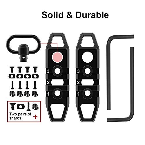 Gotical Compatible Mloks/Keymods Picatinny Rail,3-Aluminum Picatinny Rail Section Accessories for Mloks/Keymods System (Pack of 2 - Black)