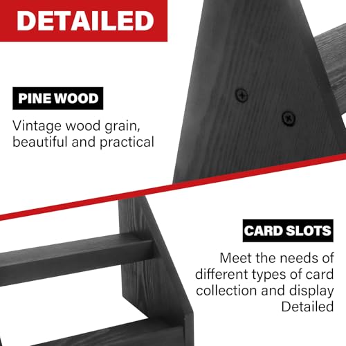 GIASSVIO 2-Tier Black Wooden Trading Card Display Stand for Graded Cards