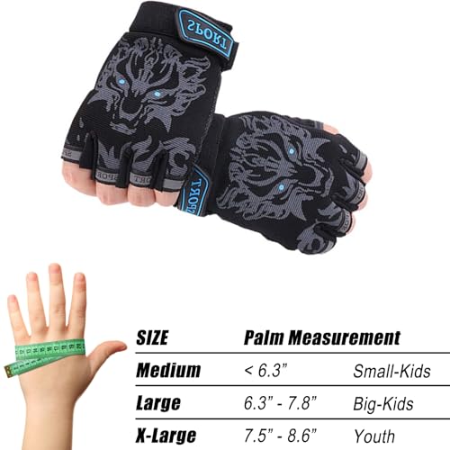 Kids Cycling & Fishing Gloves - Black, Medium - Non-Slip Grip, Breathable, Adjustable Wrist