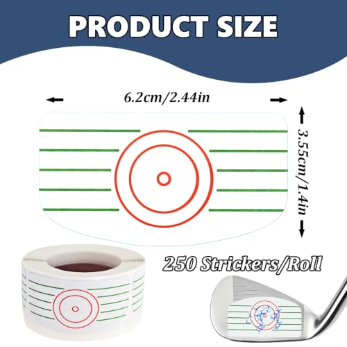 Golf Impact Tape Labels 250PCS Roll for Irons & Woods Swing Feedback