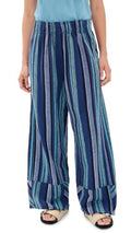 X-Small Women's Days End Linen Striped Pull-On Pants - Navy Combo