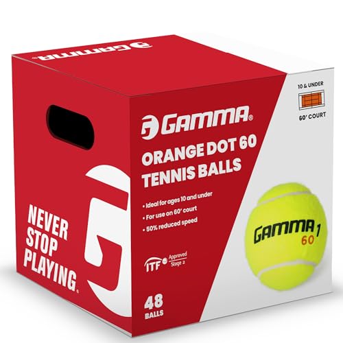 GAMMA Orange Dot 60 & Green Dot 78 Low-Compression Tennis Balls for Kids & Beginners - 48 Pack