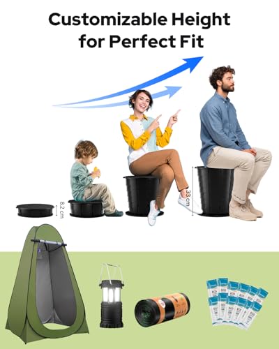 Portable Toilet with Privacy Tent and Camping Accessories - Toilet and Tent Variation