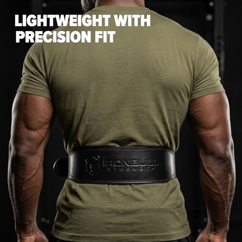 Black Medium Leather Weight Lifting Belt 4” Tapered Support for Powerlifting & Gym