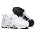 TAILORIA Kids 3.5 White 2-in-1 Roller Skate Shoes with Wheels, Detachable & LED Lights
