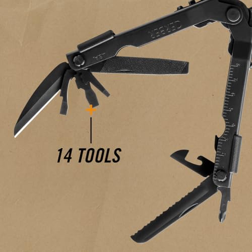 Gerber Gear Multi-Plier 600 14-in-1 Multitool with Sheath - Black, Needlenose Pliers & More