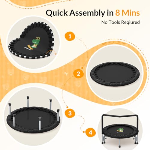 BCAN Kids 36'' Indoor Toddler Trampoline with Foam Handle - Black