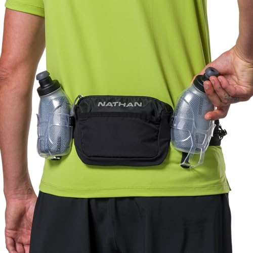 Nathan Running Belt Hydration Pack with Flasks & Pockets - Insulated Black