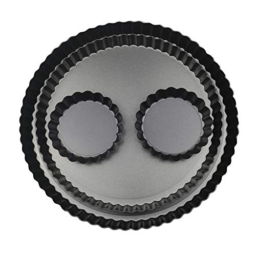 11 & 9 Inch Round Tart Pans with 2Pcs 4'' Mini Pans. Removable