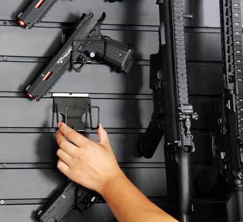Black Wall-Mounted Gun Rack for Rifles & Pistols - Modular Firearms Organizer