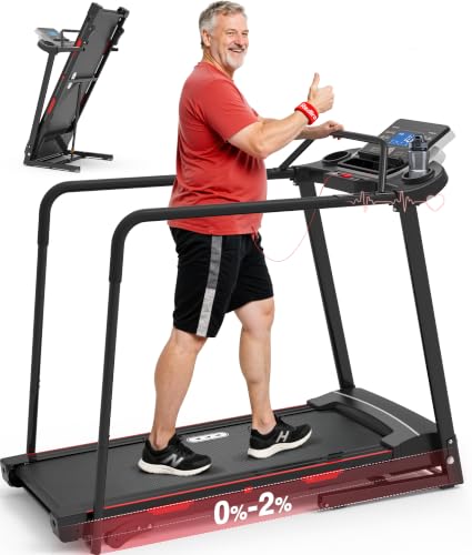 Redliro Black Senior Walking Treadmill 400lb Capacity with Handrails, Incline & Easy Controls