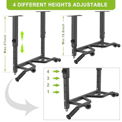 F2 Black 24-Inch Ceiling Mount Pull Up Bar with Adjustable Heights & Multi-Grip Options