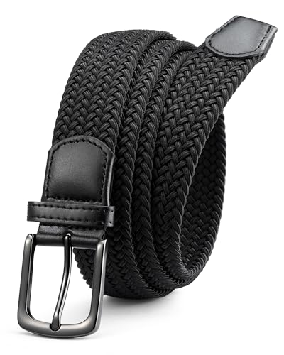 Men's Elastic Golf & Casual Stretch Belt - Black, 38-42 Inch Waist Adjustable