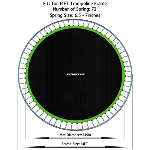 14FT Round Trampoline Replacement Jumping Mat with V-Hooks & Heavy Stitching