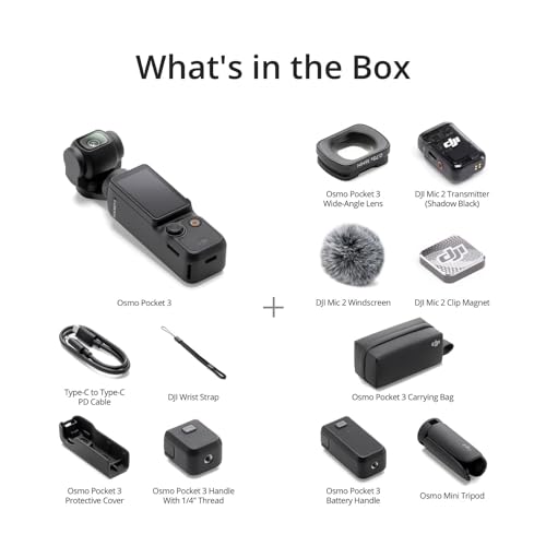 DJI Osmo Pocket 3 Creator Combo Black - 4K Vlogging Camera with Mic & 128GB
