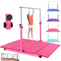 MARFULA Adjustable Gymnastics Kip Bar for Kids & Teens with Mat - Pink