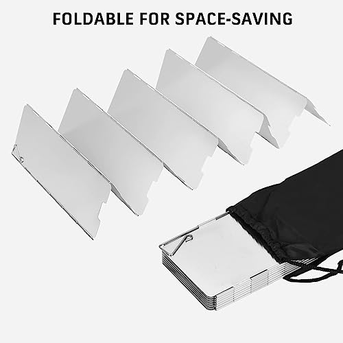 8 Plates Camping Stove Windscreen - Folding Aluminum Windshield for Outdoor Cooking