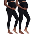 2-Pack Black Maternity Leggings with Secret Fit Belly - Full Length Pregnancy Support