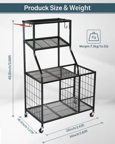 Black Mesh Gym Storage Rack for Dumbbells & Yoga Mats - Home Workout Organizer