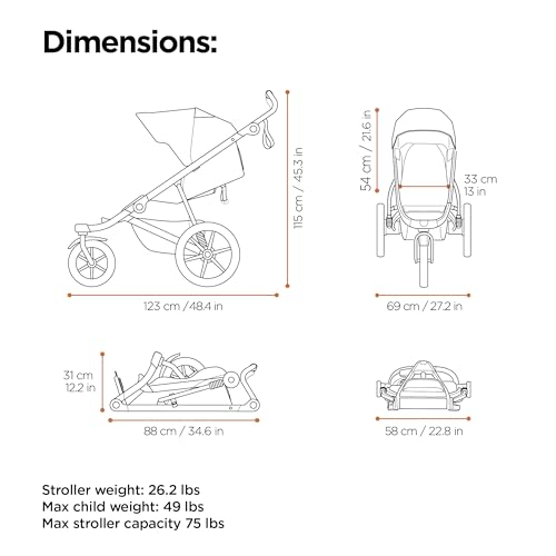Thule Urban Glide 3 All-Terrain Jogging Stroller - Magnetic Buckle, Black, Single