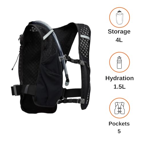 Nathan QuickStart Hydration Pack Vest 4L Storage & 1.5L Bladder for Running & Hiking
