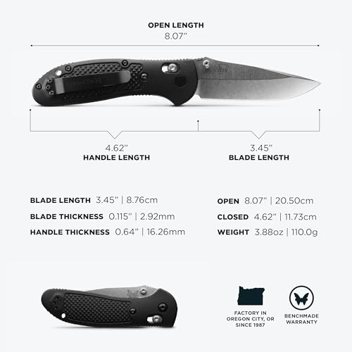 Black GriVory Drop-Point Knife with Plain Edge - Benchmade Griptilian