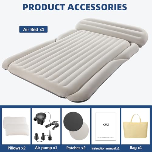 KMZ SUV Air Mattress - Thickened Double Flocked Camping Car Bed, Portable Travel Bed