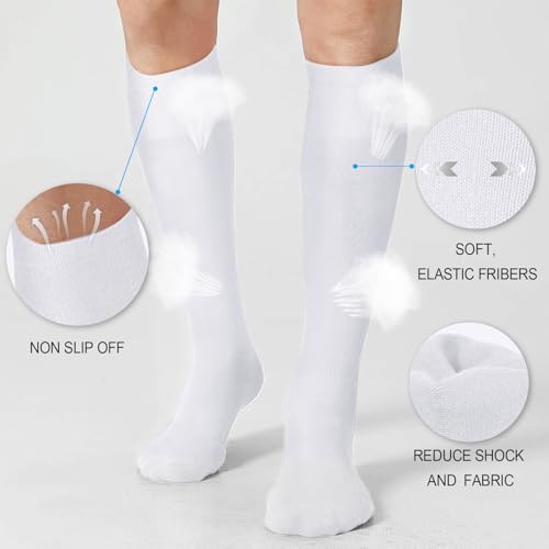 Medium White Baseball Soccer Softball Socks for Youth & Adults - Solid Colors