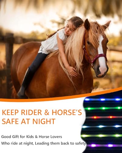LED Horse Breast Collar with 7 Colors Light Up Horse Tack for Night Riding