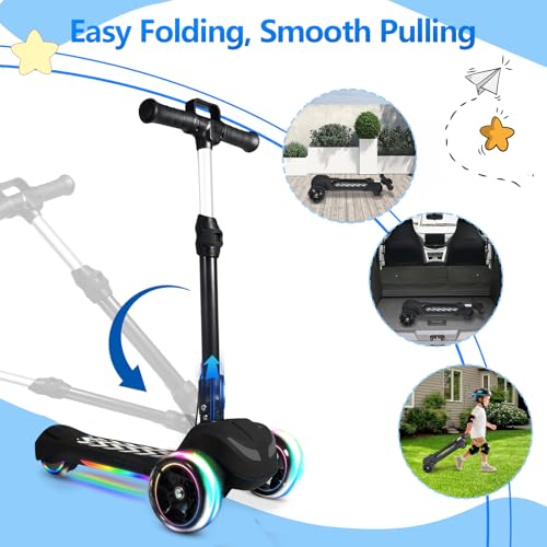 BLISSRIDE Electric Kids Scooter 3 Adjustable Heights Black Age 3-12 5MPH Safe Speed