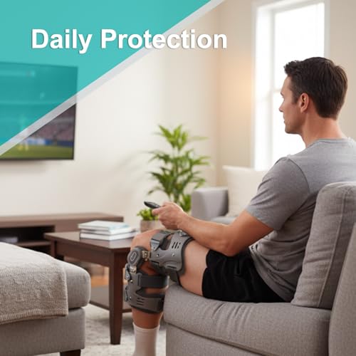 DouKOM Right Unloader Knee Brace for Osteoarthritis Pain Relief, Adjustable Hinged Support, Offloads Bone-on-Bone Pressure