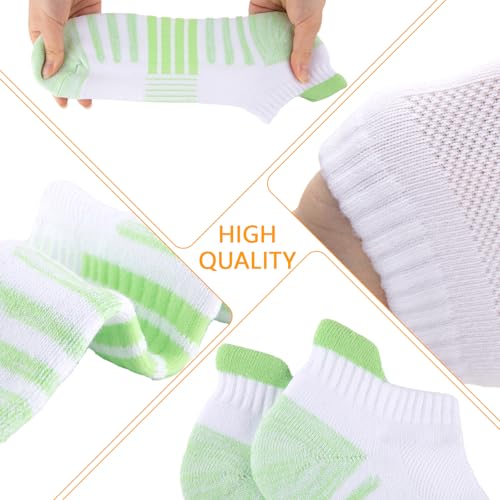 Ankle Socks Womens Athletic Cushioned Low Cut Tab Socks - White 6 Pairs