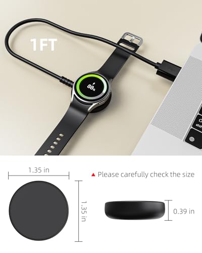 2 Pack 1FT Magnetic Charging Cables for Samsung Galaxy Watch 8/8 Classic - Black